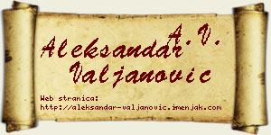 Aleksandar Valjanović vizit kartica